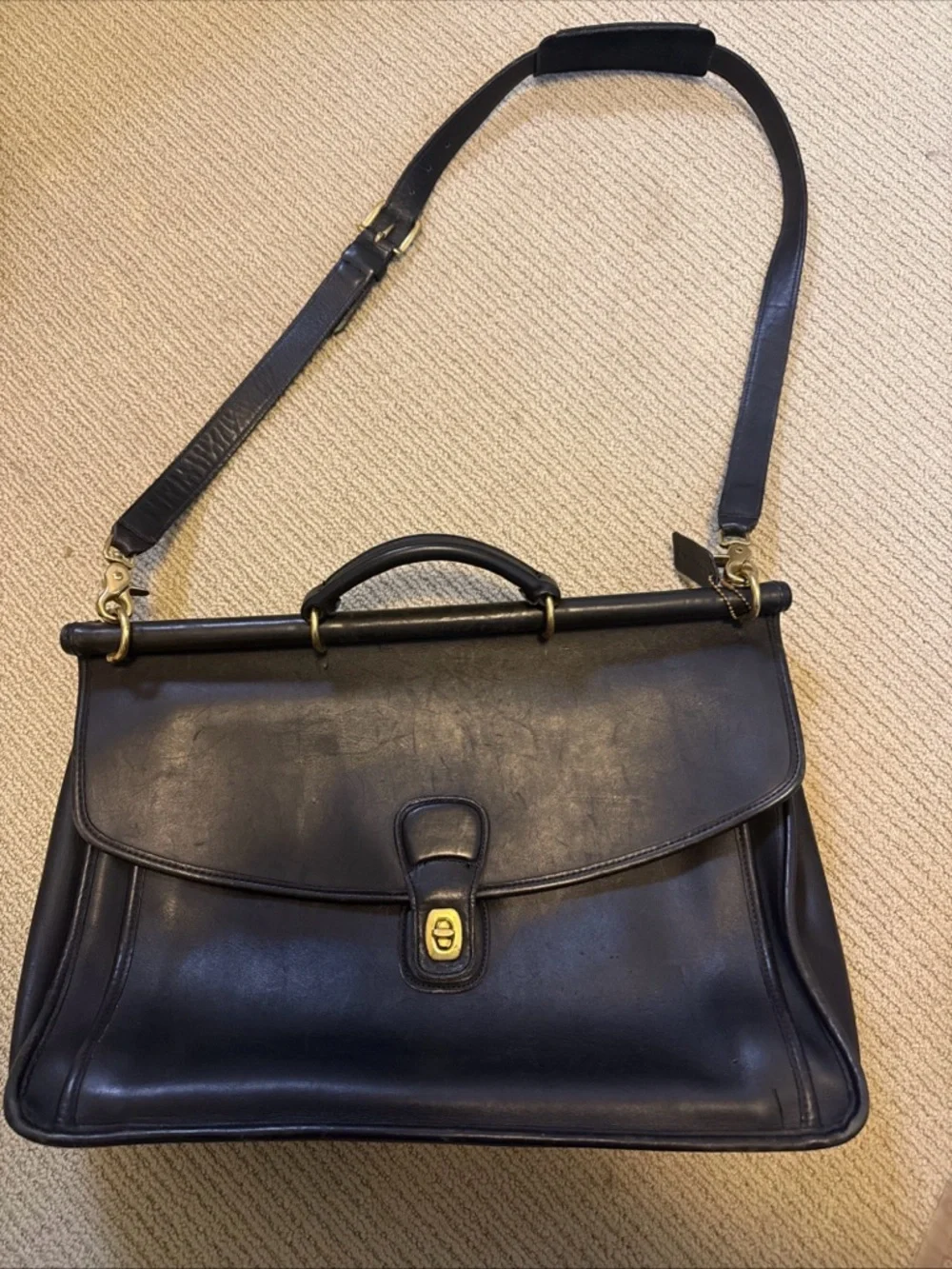 Coach Beekman 5266 Black Leather Briefcase Shoulder Bag - Picture 3 of 15